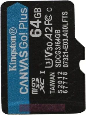 Карта памяти Kingston SDCG3/64GBSP microSDXC Memory Card 64Gb A2 V30 UHS-IU3