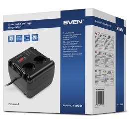 SVEN Стабилизатор VR-L1000 320Вт,Входное 184-285В, 2*CEE7/4 розеток SV-014872