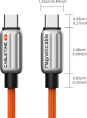 Магнитный кабель USB-C CABLETIME CU06L (CT-CM240-MZO2) 2 м, 480 Мбит/с, 5А/48В 240Вт, оранжевый, для быстрого заряда смартфонов и ноутбуков