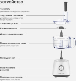 Кухонный комбайн Galaxy Line GL 2312 1000Вт белый