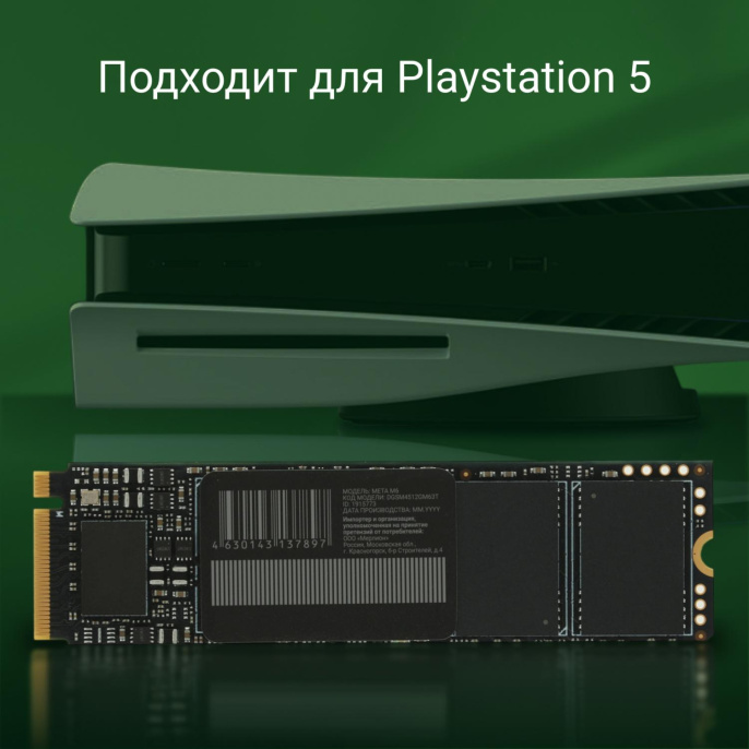 Накопитель SSD Digma PCIe 4.0 x4 512GB DGSM4512GM63T Meta M6 M.2 2280
