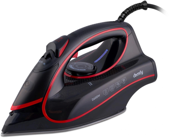 Утюг DOMFY DSC-EI606,  с паровым ударом,  2600Вт,  с автоотключением,  черный и красный