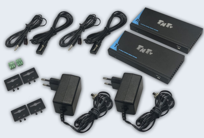 TNTV/TNT MMS-1201HDBT Удлинитель, HDMI HDBase-T+RS232+IR, 150 м., 1xUTP, макс.разр.3840x2160 60Hz 4:4:4 120м Cat6/1080p 150м Cat 5e/6, HDMI+3-контактн.клемма+MINIJACK+RJ45, DC 24V, POC