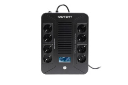 ИБП SMARTWATT UPS SAFE PRO LCD 800 линейно-интерактивный, 800/480 ВА/Вт, напольный/настенный, LCD дисплей, Schuko CEE7/4 - 8 шт. 4 шт. с резервным питанием, 4 шт. - сетевой фильтр