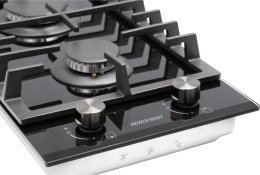 Газовая варочная панель NORDFROST HM 3023 B,  2 конфорки,  закаленное стекло,  черный