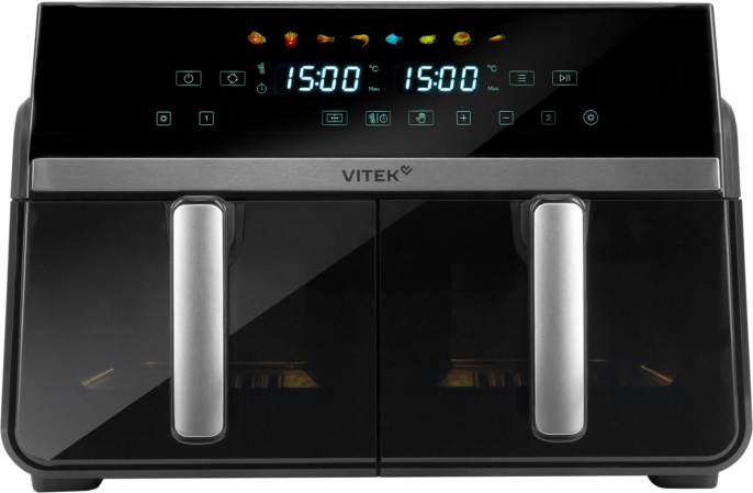 Аэрогриль Vitek VT-AF1001 2400Вт черный/серебристый