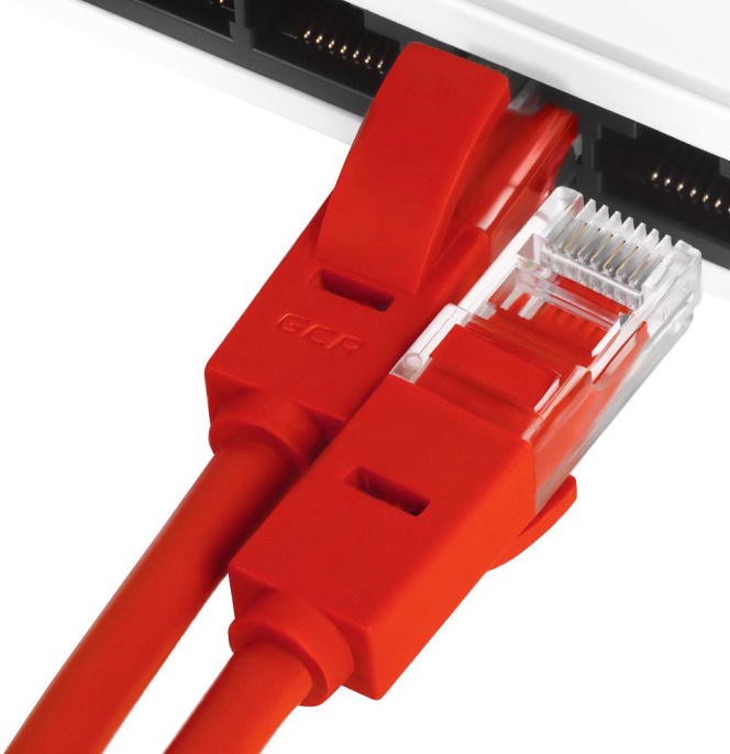Greenconnect Патч-корд прямой 1.0m, UTP кат.5e, красный, позолоченные контакты, 24 AWG, литой, GCR-LNC04-1.0m, ethernet high speed 1 Гбит/с, RJ45, T568B