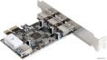 Контроллер ExeGate EXE-367 (PCI-E x1 v2.0, 3*USB3.0 ext. + 1*USB3.0 int., разъем доп.питания, VIA Labs Chipset VL805) EX283720RUS