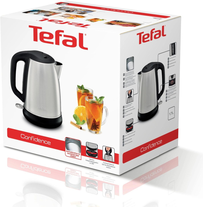 Чайник электрический Tefal Confidence KI270D30 1.7л. 2400Вт серебристый корпус: металл/пластик 7211002374