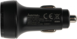 Автомобильное зарядное устройство HAMA H-183327, USB-C, USB-C, 18Вт, 3A, черный [00183327]