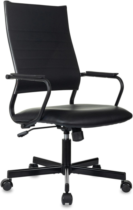 Кресло руководителя Бюрократ CH BALANCE PU, экокожа, до 150кг, топ-ган, фиксированные подлокотники,  черный