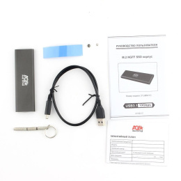AgeStar 31UBNV1C GRAY USB 3.1 Type-C Внешний корпус M.2 NVME M-key AgeStar 31UBNV1C GRAY , алюминий, серый [17310] 31UBNV1C GRAY