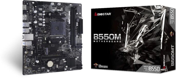Материнская плата BIOSTAR B550MT Soc-AM4 B550 PCI-E HDMI+DP GbLAN SATA MicroATX 2DDR4 RTL