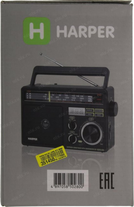 Радиоприемник настольный Harper HDRS-099 черный USB SD/microSD