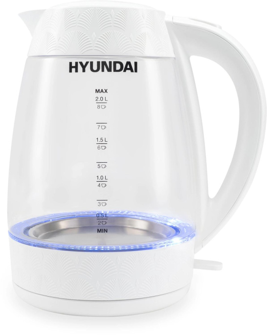 Чайник электрический Hyundai HYK-G4506 2л. 2200Вт белый корпус: стекло/пластик