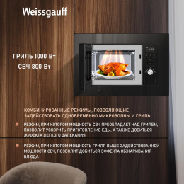Микроволновая печь Weissgauff BMWO-206 20л. черный встраиваемая