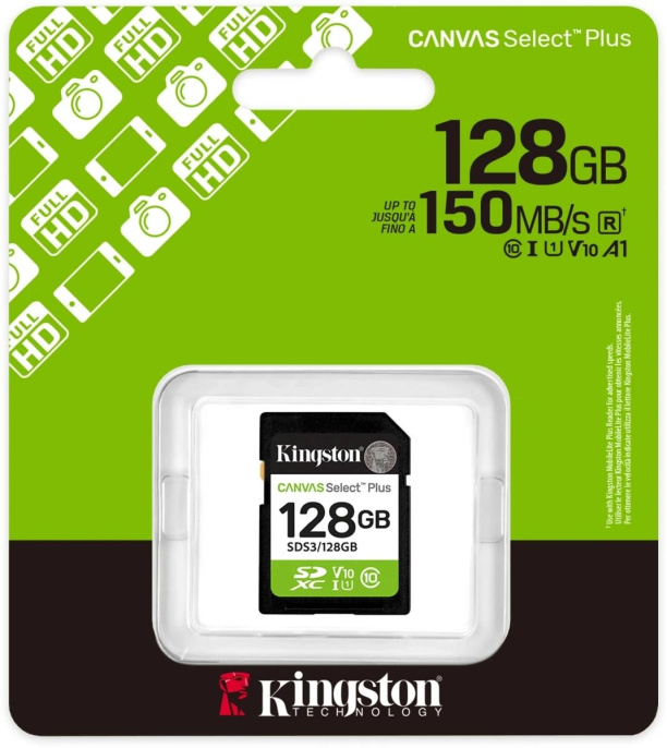 Флеш карта SDXC 128GB Kingston SDS3/128GB Canvas Select Plus V10 w/o adapter