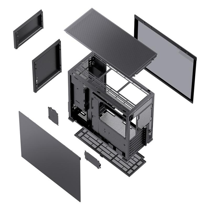 Корпус без блока питания Case JONSBO D41 STD, Midi-Tower, TG, no fan, 1xUSB-A 3.2 + 1xUSB-C 3.2, ATX, mATX Black (D41 STD Black)