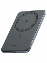 Внешний аккумулятор UGREEN PB580 75984B MagFlow Air Ultra-Slim Magnetic 5000mAh Wireless 15W Power Bank. Цвет: серый космос