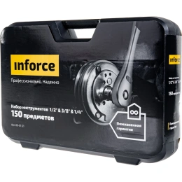 Набор инструментов Inforce 150 предметов 1/2" & 3/8" & 1/4", Сталь Cr-V, Сталь Cr-V, Профессиональный, 06-07-21