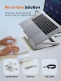 Подставка CABLETIME CS51S (CT-LSH01-AS) для ноутбука с вращением на 360° и концентратором 6-в-1