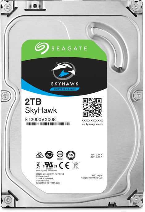 Жесткий диск Seagate Skyhawk Surveillance 2TB Pull ST2000VX008 3.5", SATA 3.0 6Gbps , 5900об/мин, 64MB, 101.85x26.11x146.99мм, выкрученный/восстановленный
