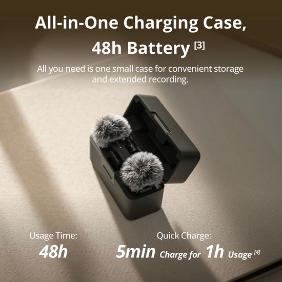 Радиосистема DJI Mic Mini (2TX + 1RX + Charging Case) DM3005 электретный (малый конденсатор), петличный/портативный, для интервью и репортажей/для смартфонов, круговая направленность, 20-20000 Гц, разъем USB Type-C/3.5 мм, радиус 400м, до 10.5 ч
