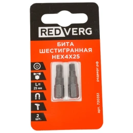 Бита HEX4 (2 шт, 25 мм) REDVERG 6623489