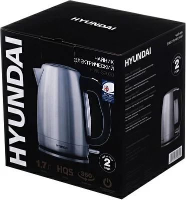 Чайник электрический Hyundai HYK-S2030 1.7л. 2200Вт серебристый матовый/черный (корпус: металл)
