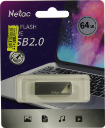 Флешка USB NETAC U326 64ГБ, USB2.0, серебристый [nt03u326n-064g-20pn]