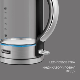 Чайник электрический Rondell 1001-RE-01 1.7л. 2200Вт серебристый корпус: стекло/металл RDE-1001