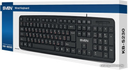 Клавиатура Sven KB-S230 Black (SV-018399) (проводная, мембранная, 104 клавиши, USB, влагоустойчивая конструкция, регулируемая высота, длина кабеля 2м)