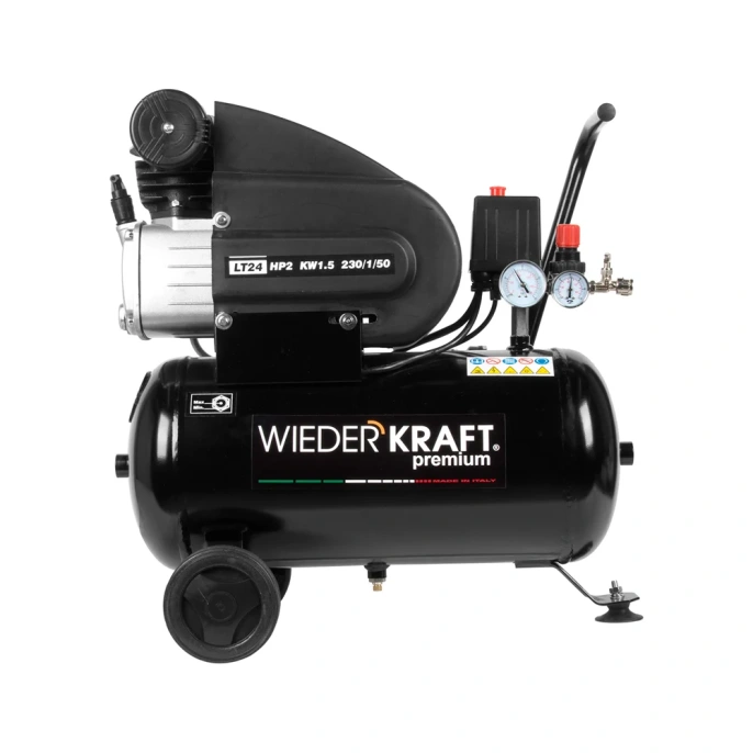 Масляный поршневой компрессор с прямым приводом WIEDERKRAFT 225 л/мин, 24л., WDK-90225