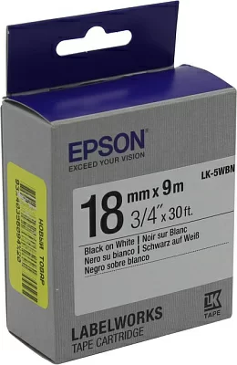 Термотрансферная лента EPSON C53S655006 LK-5WBN (18мм x 9м Black on White)