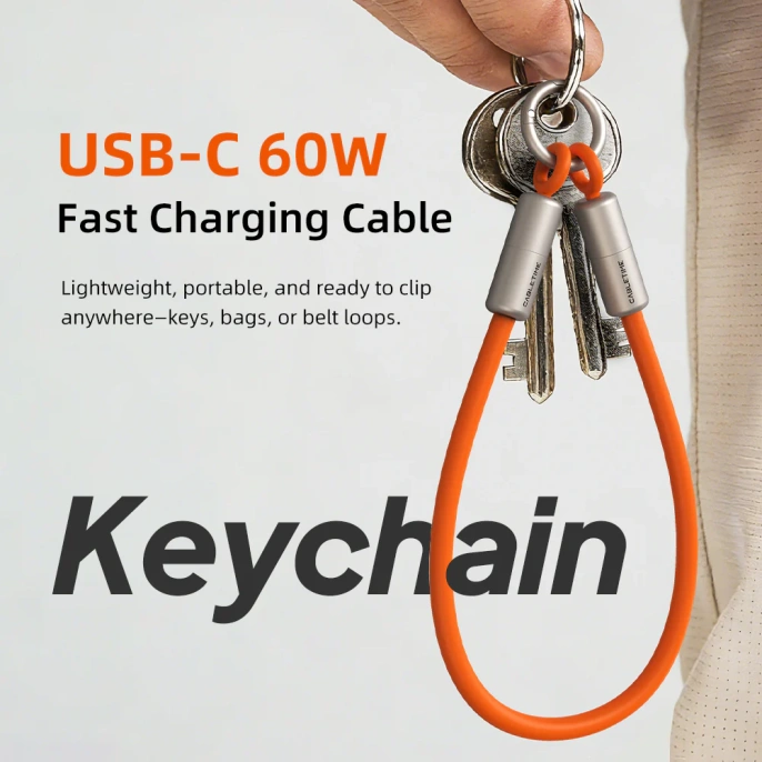 Ремешок на запястье с кабелем CABLETIME CU46B (CT-CL60-ASB) 0.3м USB-C PD60W черный