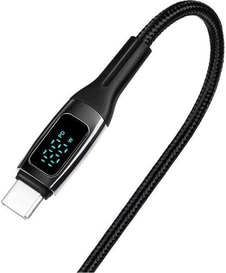 Кабель зарядный и дата TTEC AlumiCable LCD USB-C – USB-C 100W PD/QC Fast Charging&Data Cable. Длина: 150 см. Цвет: черный (2DK57S)