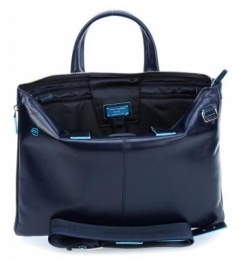 Деловая сумка Piquadro Blue Square CA4021B2/BLU2 с отделением для ноутбука 15.6" синяя натур.кожа
