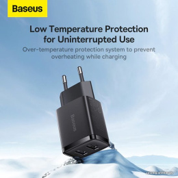 Сетевое зарядное устройство Baseus CCXJ010201 Compact Charger 2U 10.5W (модель CCCP10UE) Black (быстрая зарядка, 10.5 Вт, 2xUSB-A)