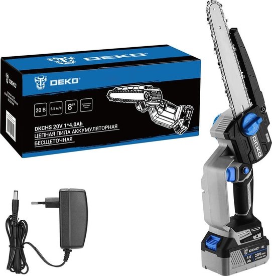 Пила цепная аккумуляторная бесщеточная DEKO DKCHS 20V, 20В, 1x4.0Ач 063-4483-1