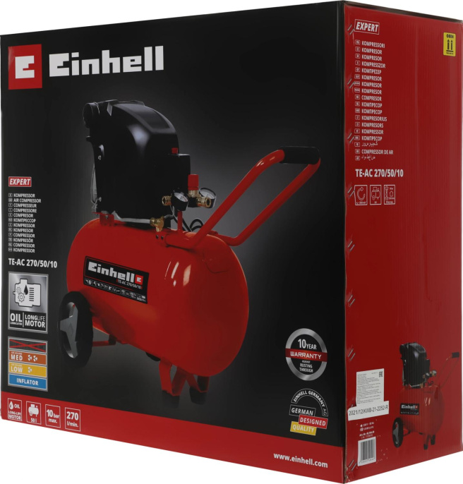 Компрессор поршневой Einhell TE-AC 270/50/10 масляный 270л/мин 50л 1800Вт красный/черный