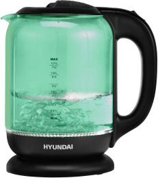 Чайник электрический Hyundai HYK-G2807 1.7л. 2200Вт бирюзовый/черный корпус: стекло