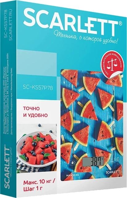 Весы кухонные электронные Scarlett SC-KS57P78 макс.вес:10кг красный/арбуз