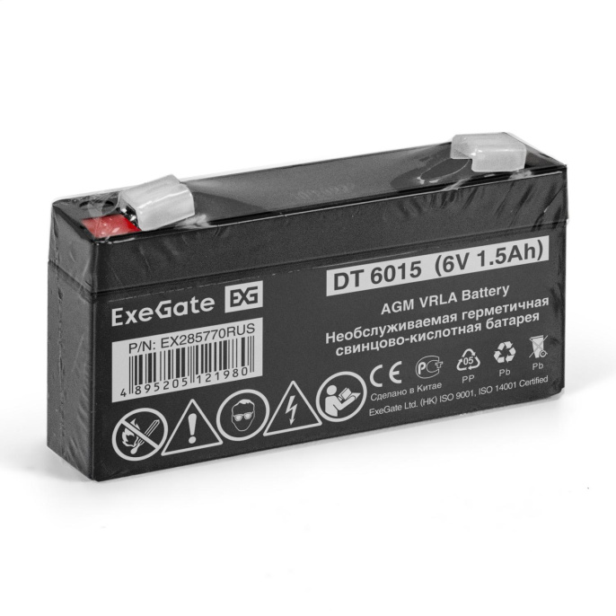 Аккумуляторная батарея ExeGate DT 6015 6V 1.5Ah, клеммы F1 EX285770RUS
