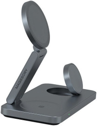 Беспроводное зарядное устройство Magssory WCH017 Yoga Midnight (WCH017m) (3 в 1, для Samsung, с магнитами, с поддержкой Qi2, регулируемый угол наклона, материал корпуса: цинковый сплав)