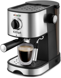 Кофеварка KitFort КТ-753,  рожковая,  черный  / нержавеющая сталь