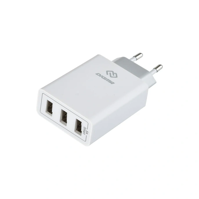 Сетевое зарядное устройство DIGMA DGWC-3U-5A-WG 5A универсальное, белый 1079232