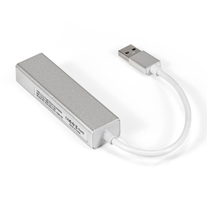 Кабель-адаптер ExeGate EXE-77U3T-45 USB3.0 -- 3xUSB3.0 + 1xRJ45 UTP 1000Mbps RTL8153, корпус алюминиевый, серебристый EX294185RUS