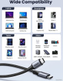 Кабель UGREEN US535 15311 USB-C to USB-C 240WPD Fast Charging Cable в оплетке. Длина: 1м. Цвет: серый космос