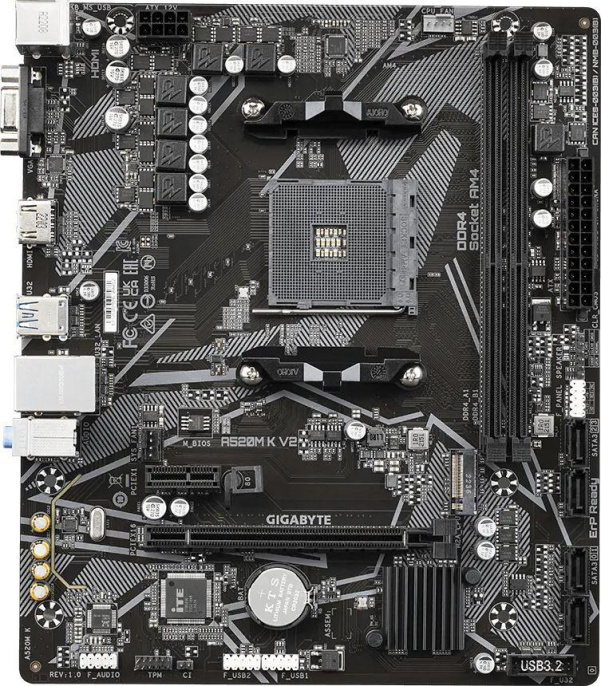 Материнская плата Gigabyte A520M K V2, Socket AM4, AMD A520, mATX, Ret