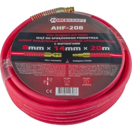 Шланг резиновый воздушный армированный с фитингами 8x14 мм, 20 м Forcekraft FK-AHF-208 (57569)